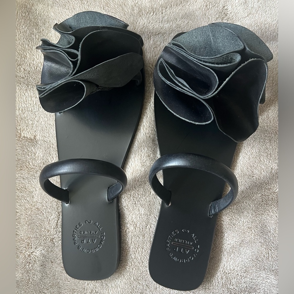 NWT. All Tomorrow ‘s Parties Elegant Black Leather Sandals